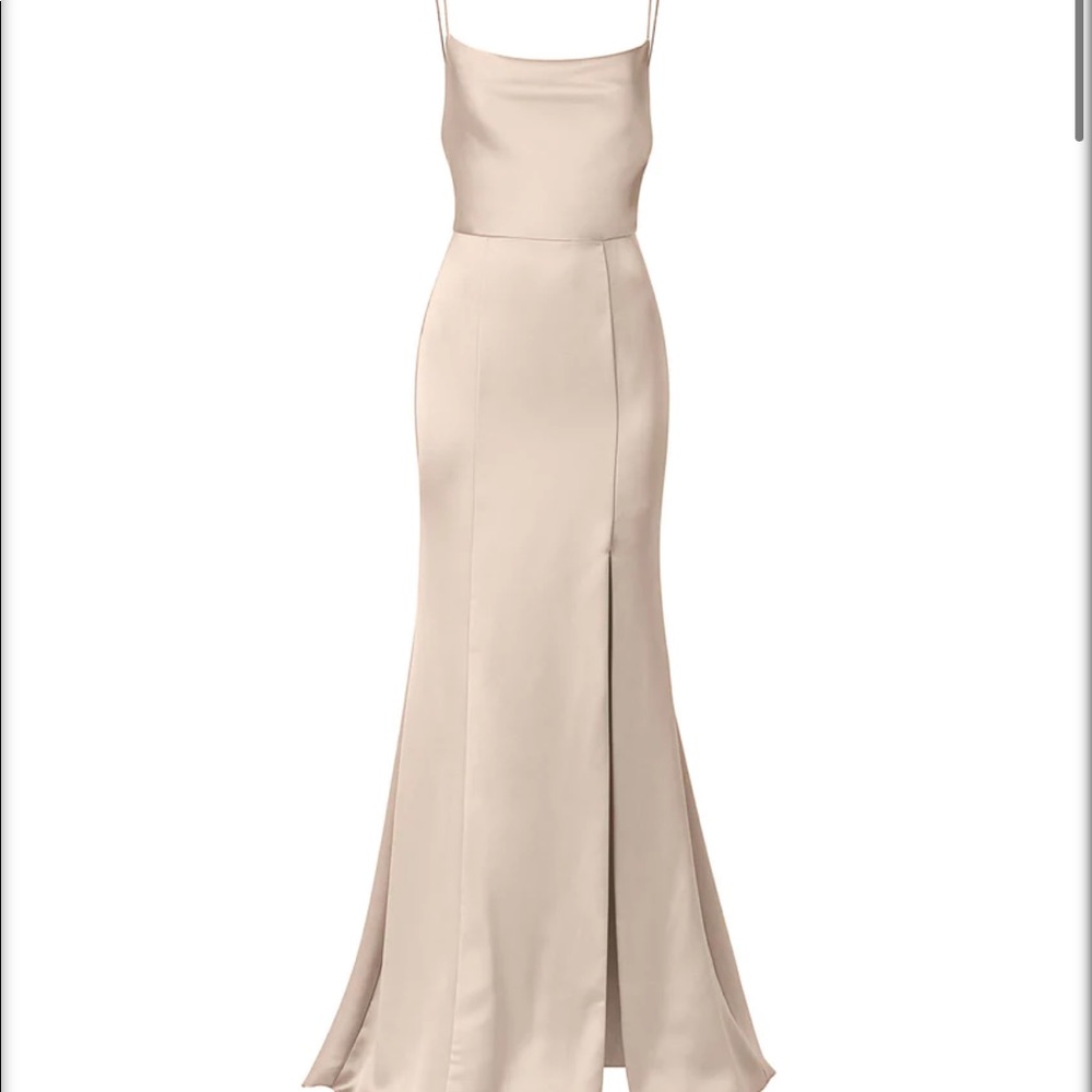 AMSALE Chloe in Champagne satin